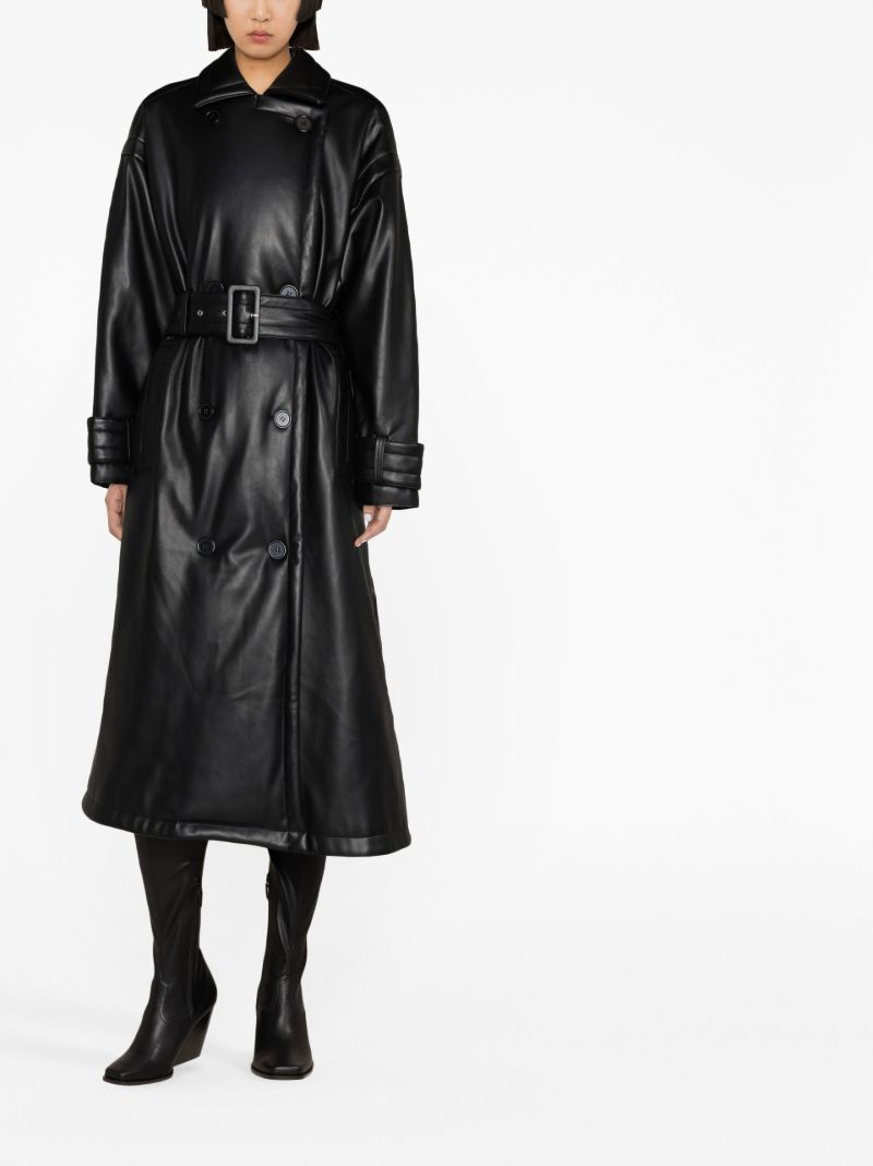 Black Emily Faux-leather Trench Coat