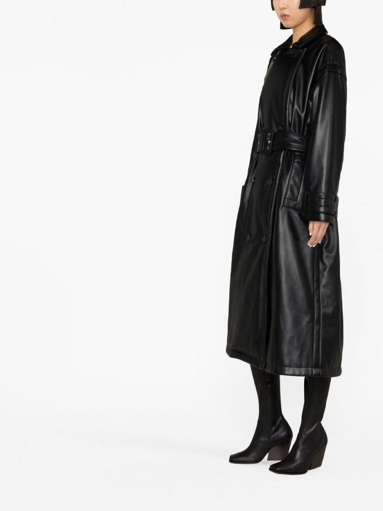 Black Emily Faux-leather Trench Coat