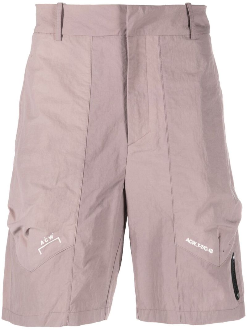 Purple Irregular Dye Logo Print Shorts