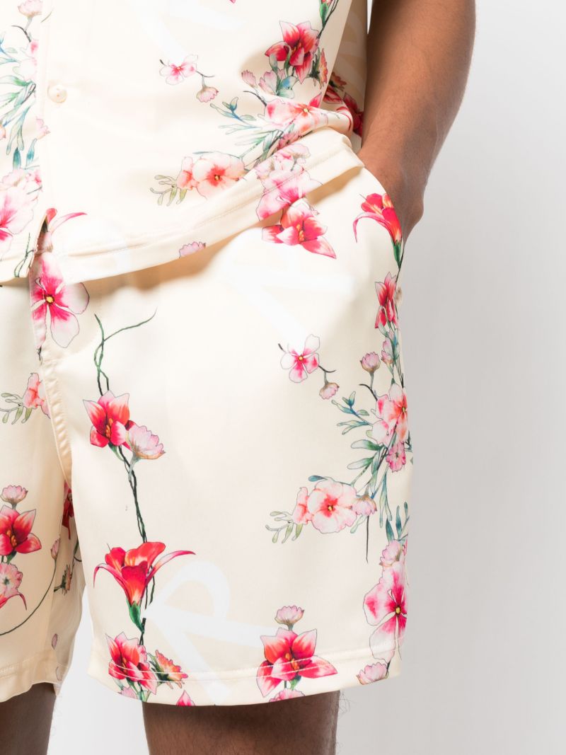 Neutral Floral Print Track Shorts