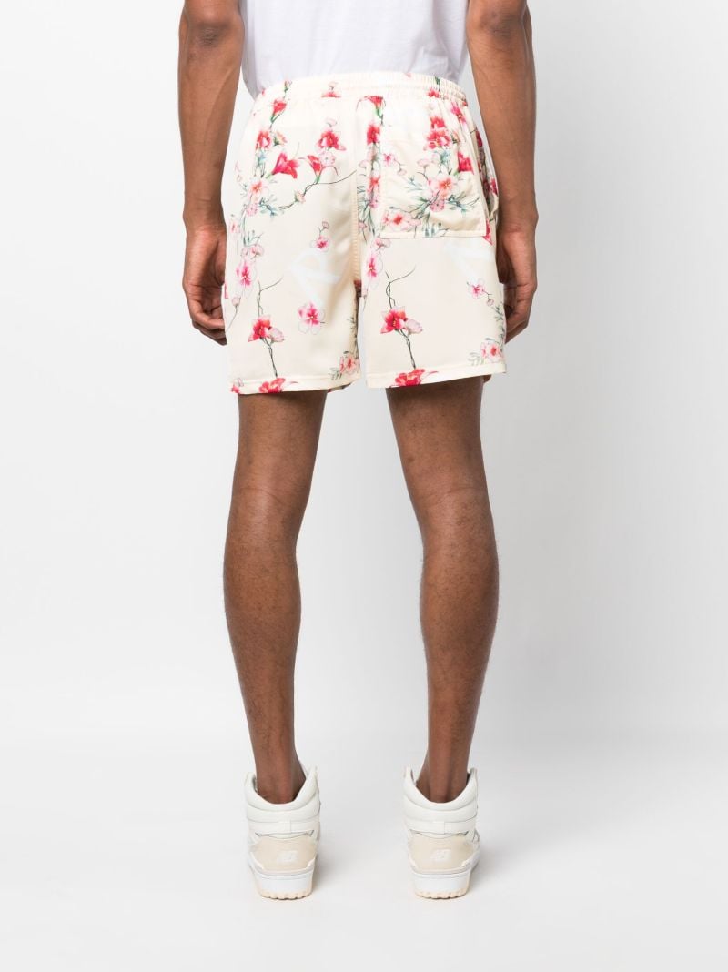 Neutral Floral Print Track Shorts