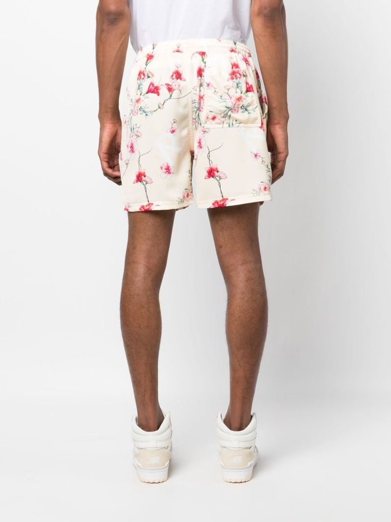 Neutral Floral Print Track Shorts