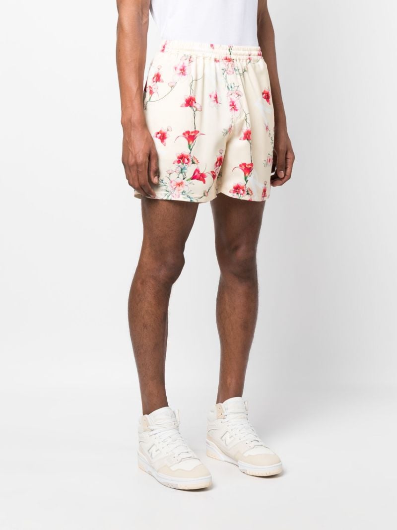 Neutral Floral Print Track Shorts