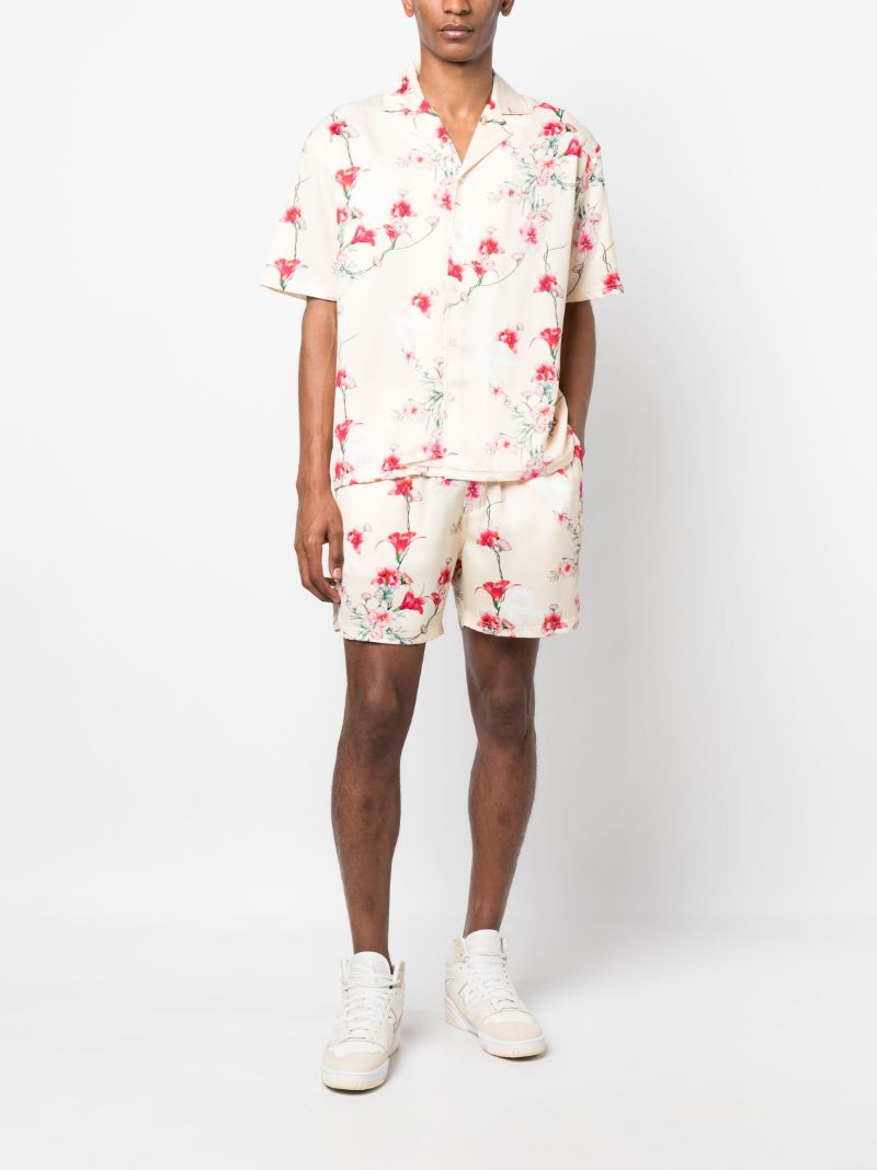 Neutral Floral Print Track Shorts