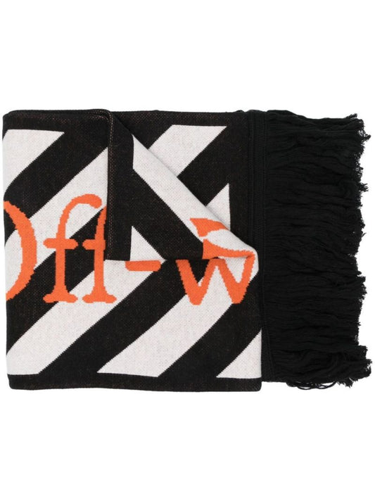 Black and White Diag Stripe Scarf