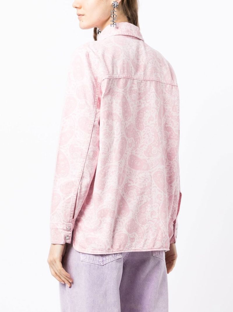 Pink Paisley Print Denim Jacket