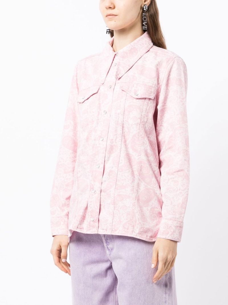 Pink Paisley Print Denim Jacket