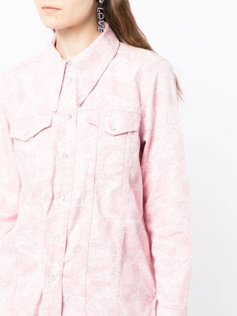 Pink Paisley Print Denim Jacket