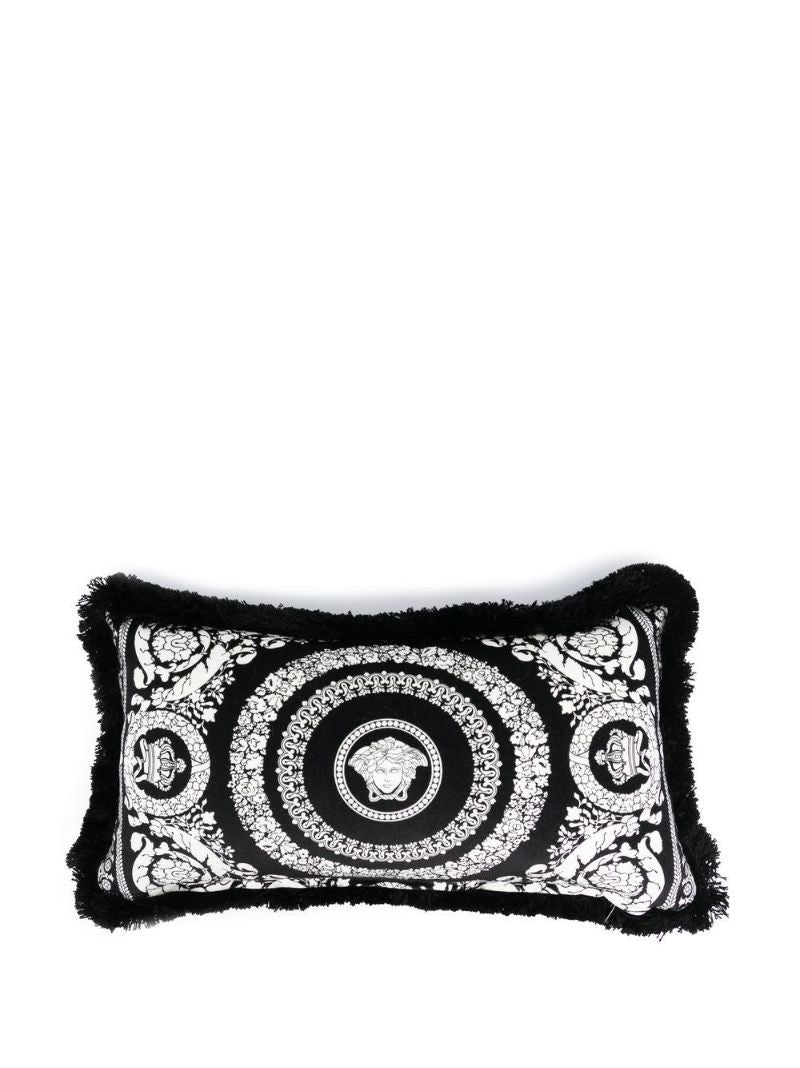 Black Barocco Foulard Logo Velvet Cushion