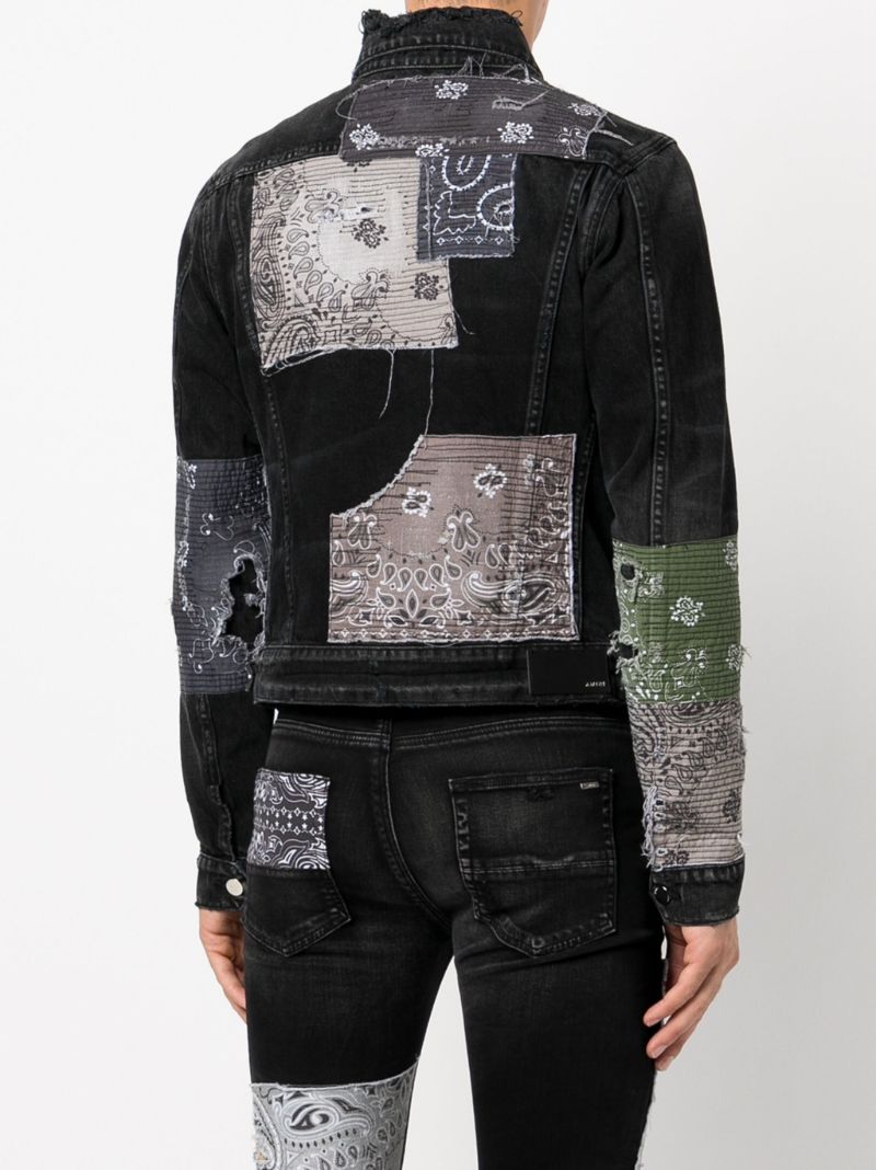 Black Patchwork Denim Jacket