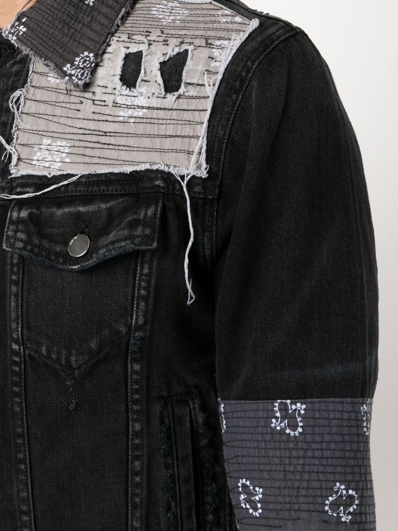 Black Patchwork Denim Jacket