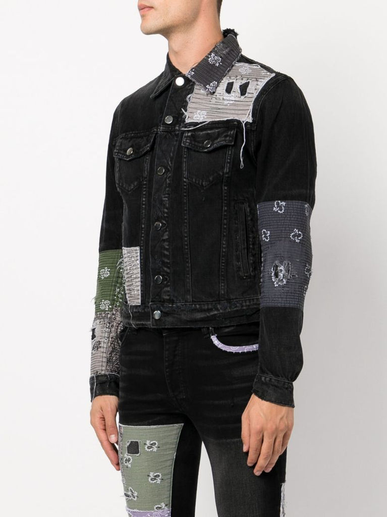 Black Patchwork Denim Jacket