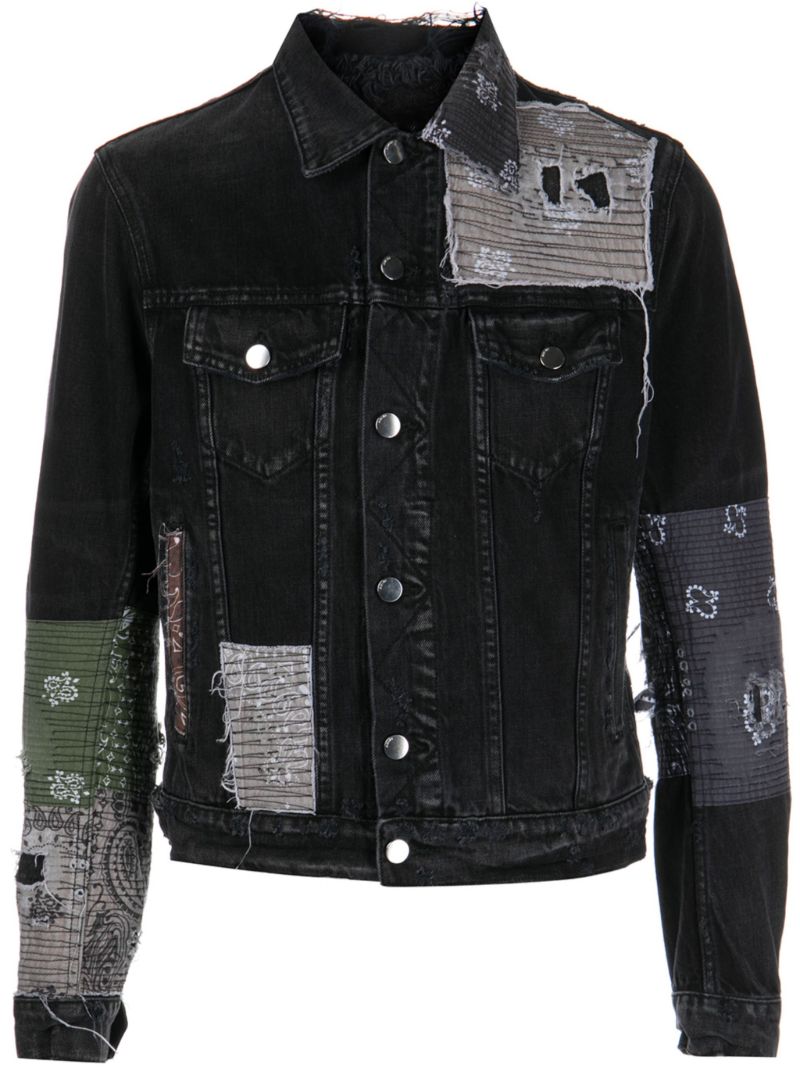 Black Patchwork Denim Jacket