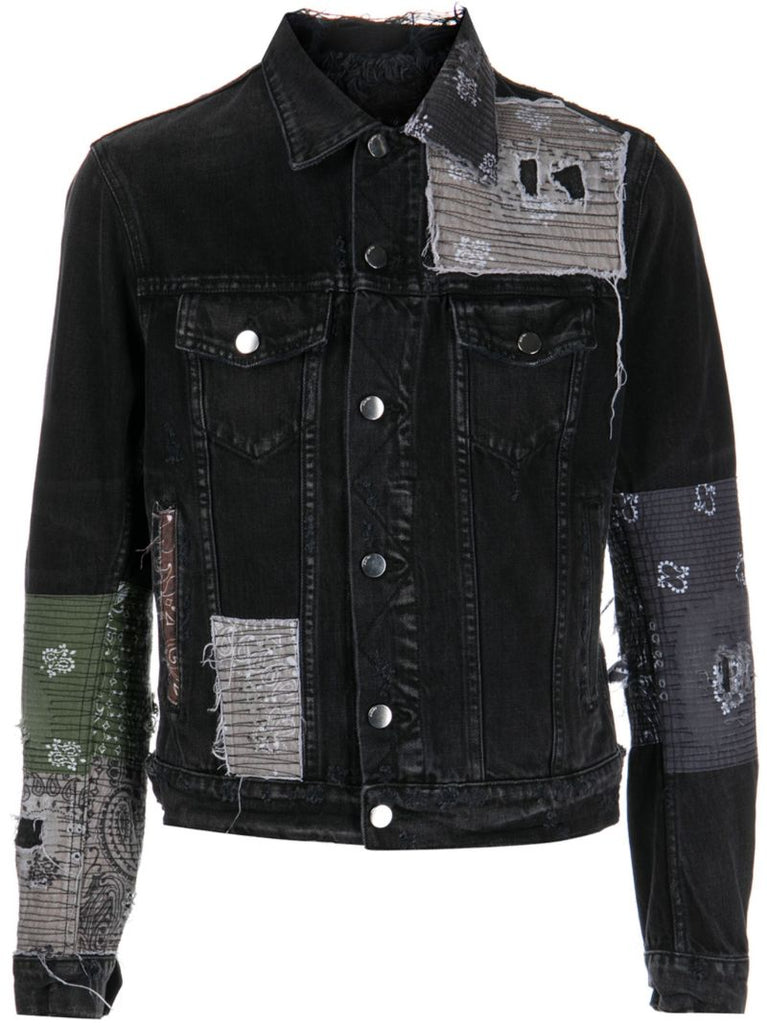 Black Patchwork Denim Jacket