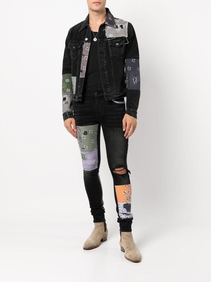 Black Patchwork Denim Jacket