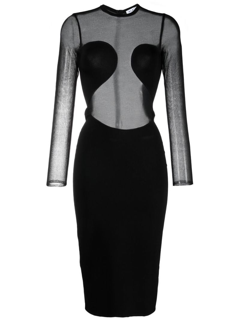 Black Sheer Knitted Silk Midi Dress