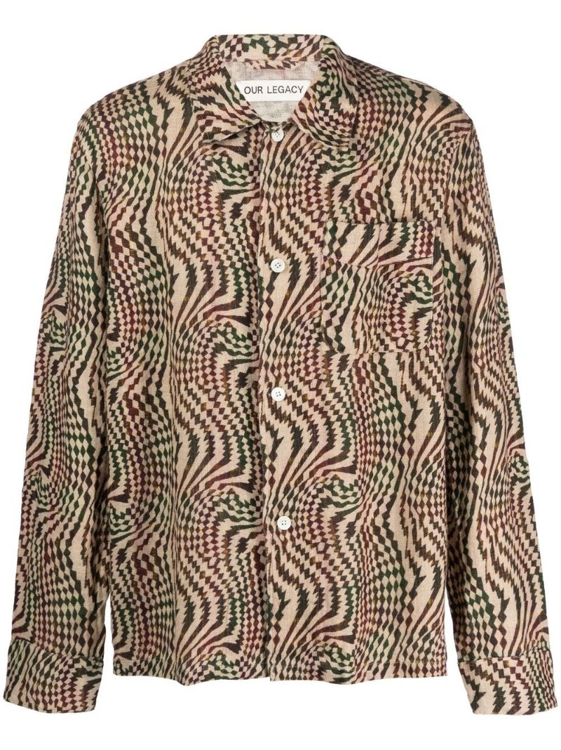 Neutral Box Printed Linen Shirt