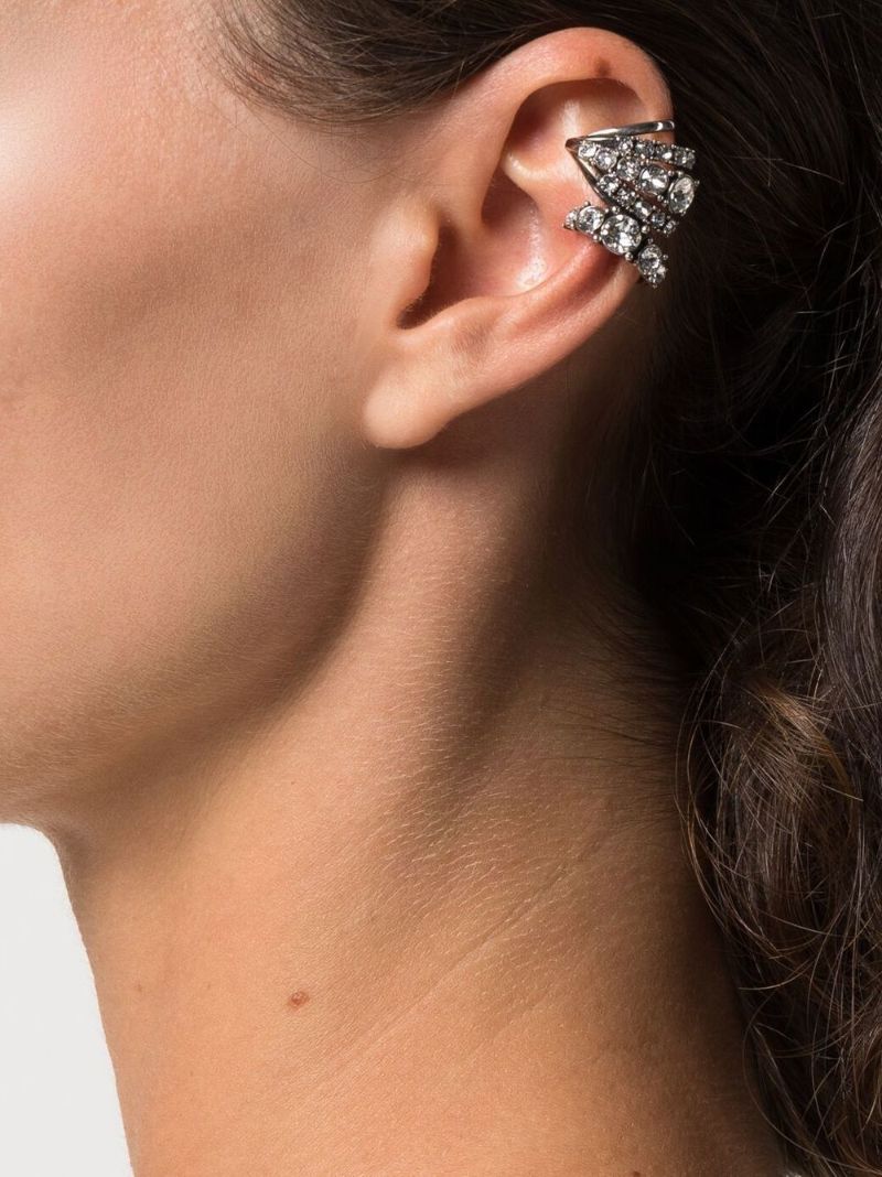 Silver-tone Crystal Embellished Ear Cuff