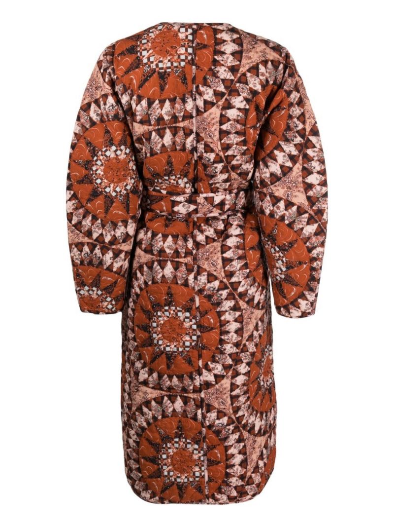 Orange Mirage Paisley Print Quilted Coat