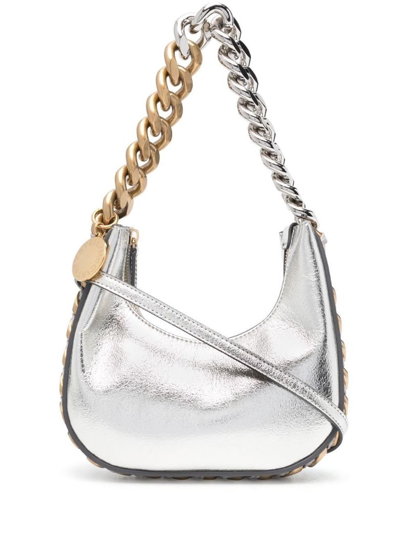 Silver Frayme Mini Faux Leather Shoulder Bag
