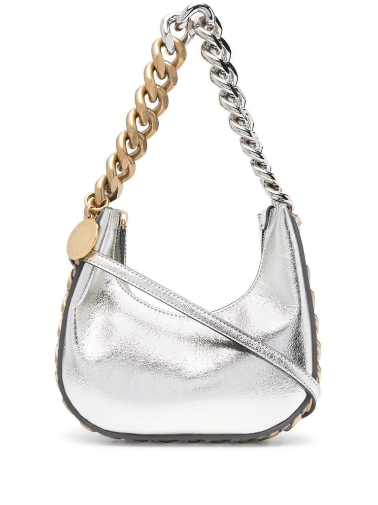 Silver Frayme Mini Faux Leather Shoulder Bag