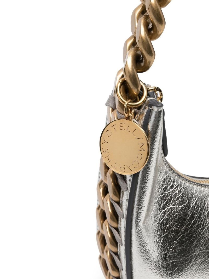 Silver Frayme Mini Faux Leather Shoulder Bag