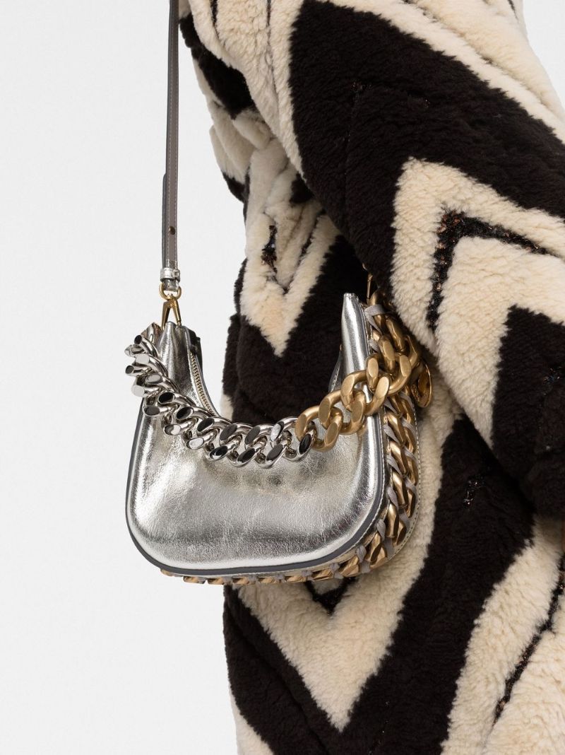 Silver Frayme Mini Faux Leather Shoulder Bag