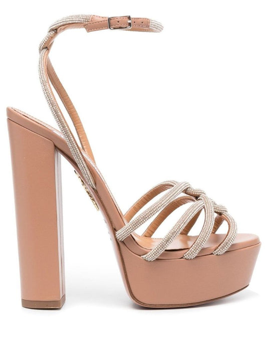 Pink Moondust Plateau 140 Platform Leather Sandals