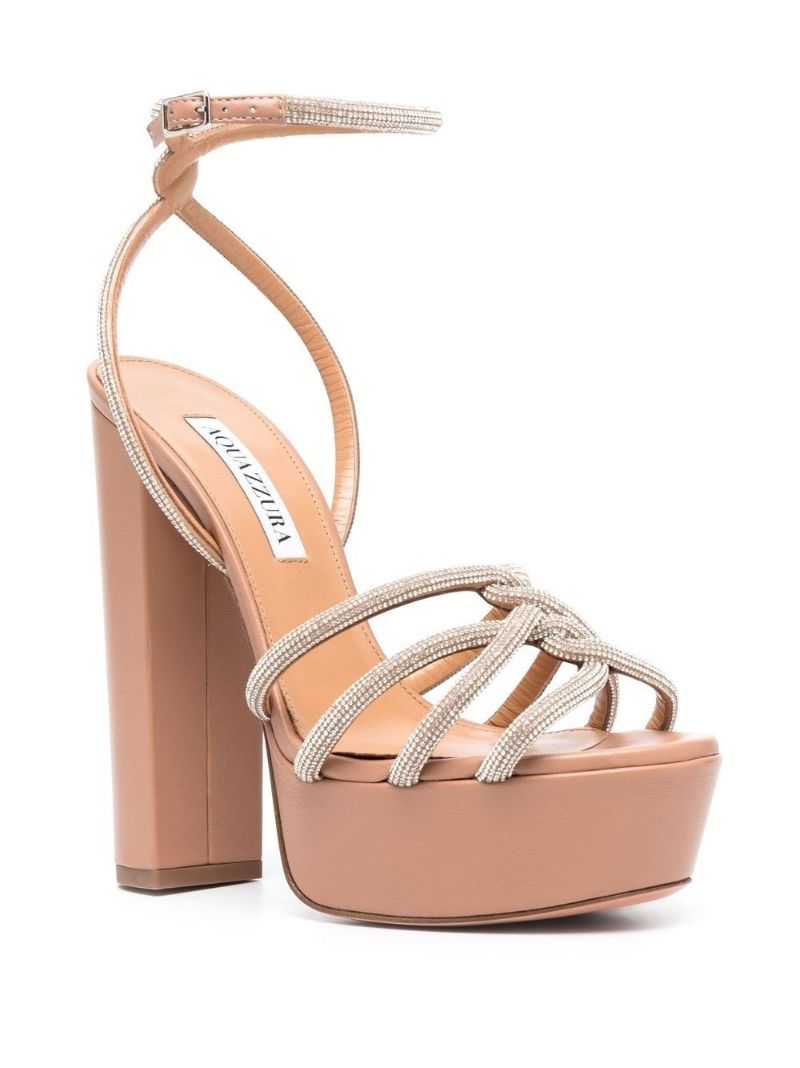 Pink Moondust Plateau 140 Platform Leather Sandals