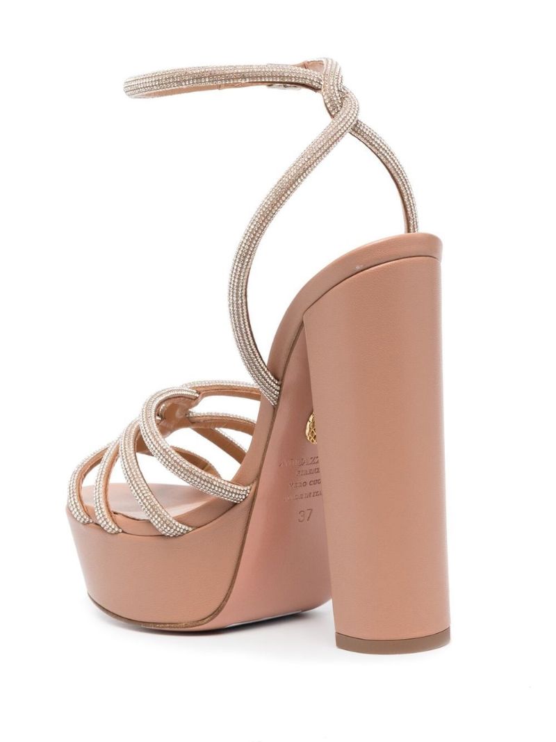 Pink Moondust Plateau 140 Platform Leather Sandals