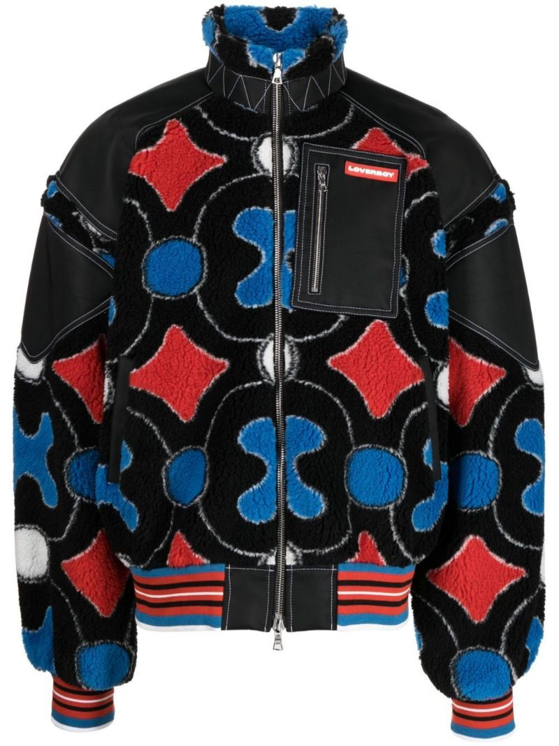 Black Sound on Fleece Bomber Jacket