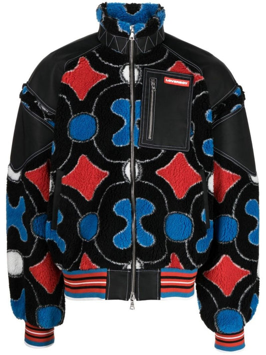 Black Sound on Fleece Bomber Jacket