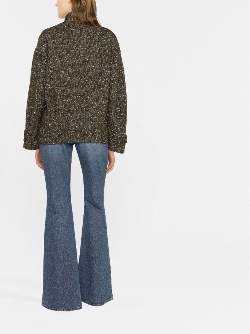 Green Janette Belted Herringbone BouclÃ_x0083_Â© Jacket