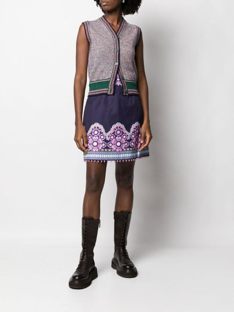 Purple Celestial Beaded Mini Skirt