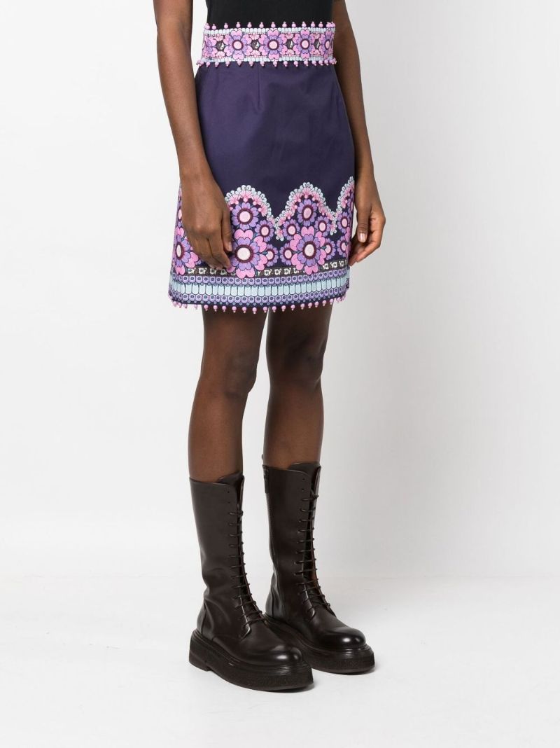 Purple Celestial Beaded Mini Skirt