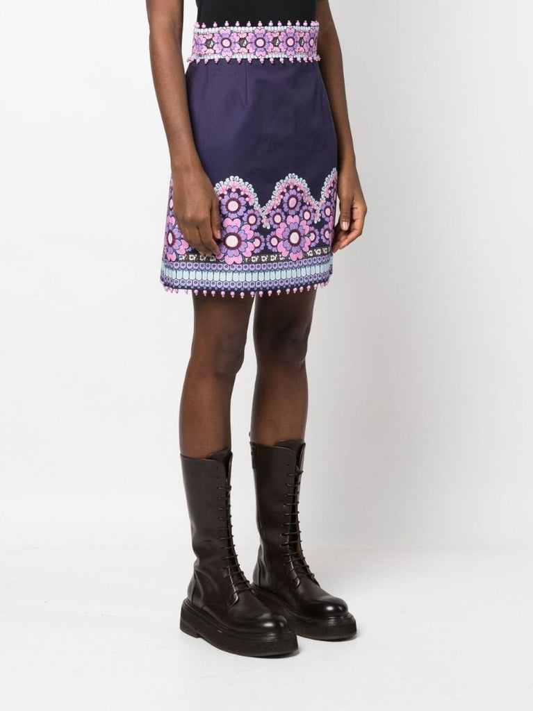 Purple Celestial Beaded Mini Skirt