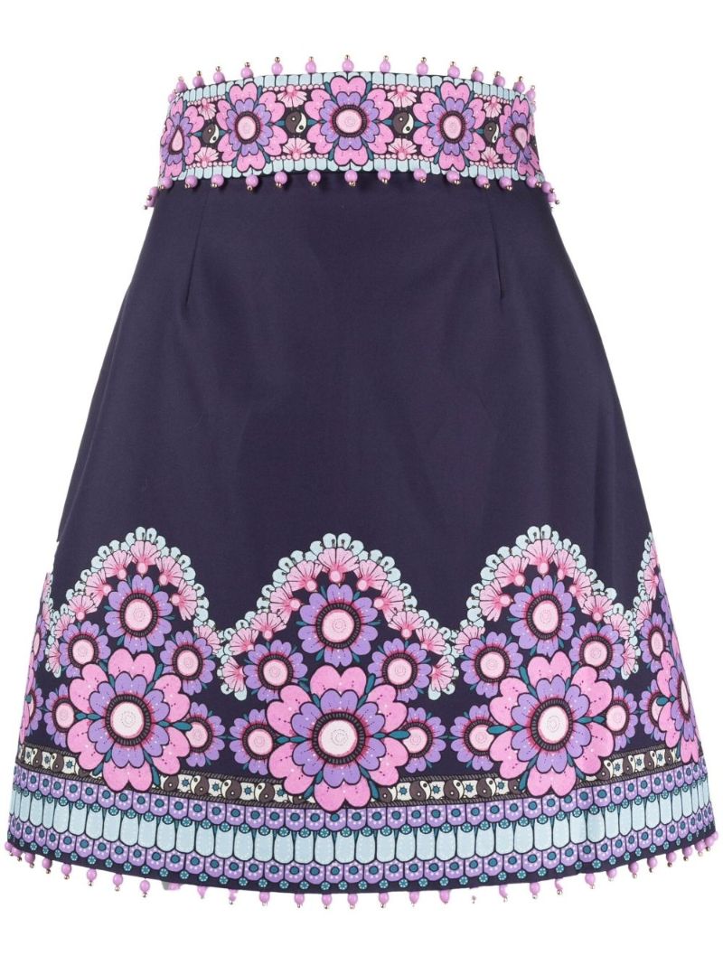 Purple Celestial Beaded Mini Skirt