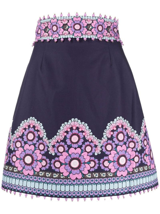 Purple Celestial Beaded Mini Skirt