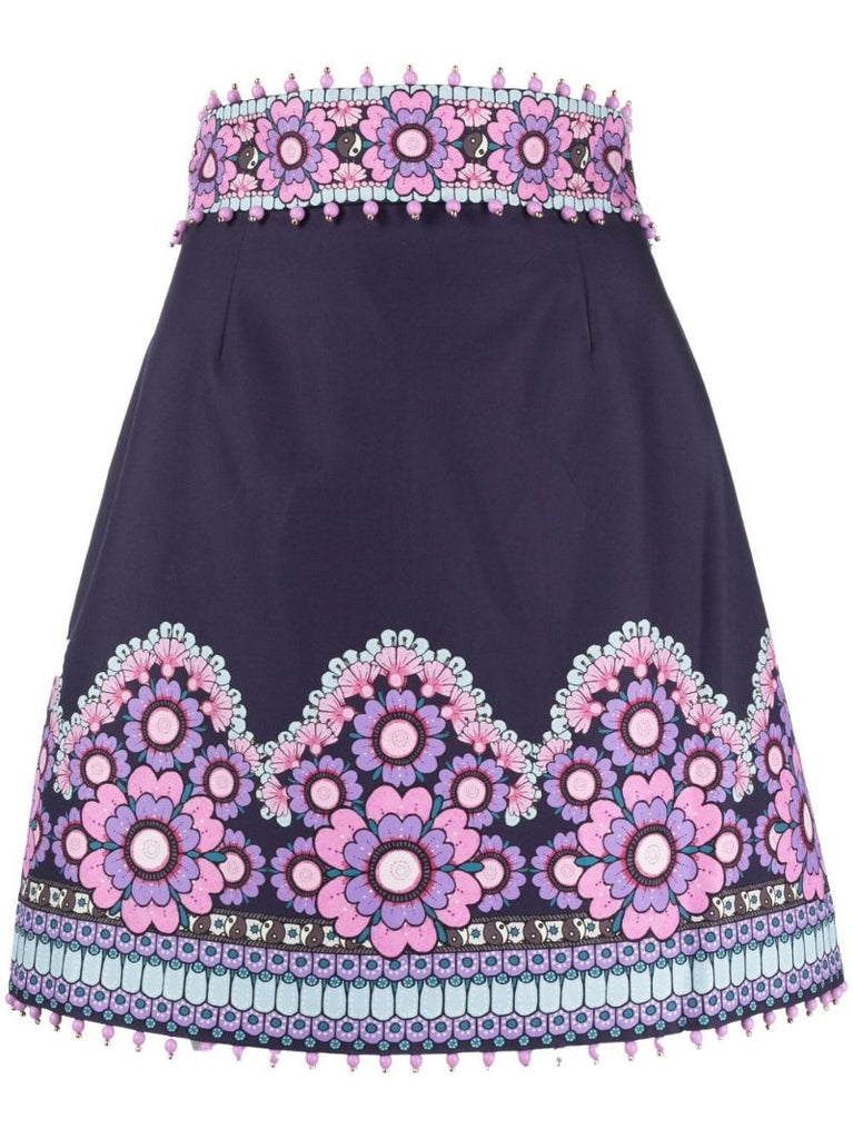Purple Celestial Beaded Mini Skirt
