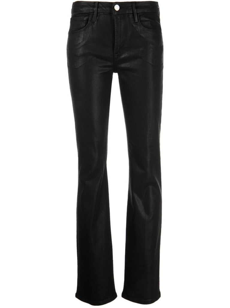 Black Le Mini Boot Coated Straight-leg Jeans