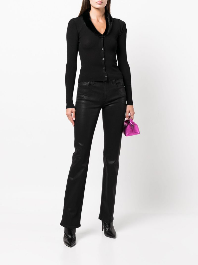 Black Le Mini Boot Coated Straight-leg Jeans