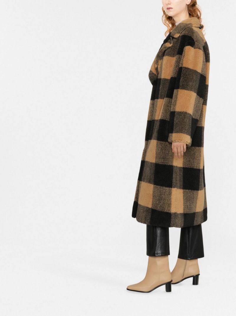 Black Maria Checked Faux Fur Coat