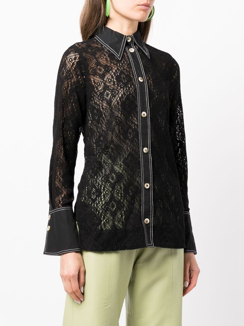 Black Sheer Lace Shirt