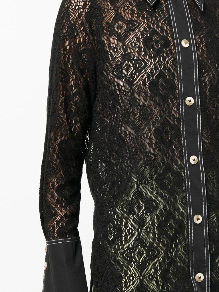 Black Sheer Lace Shirt