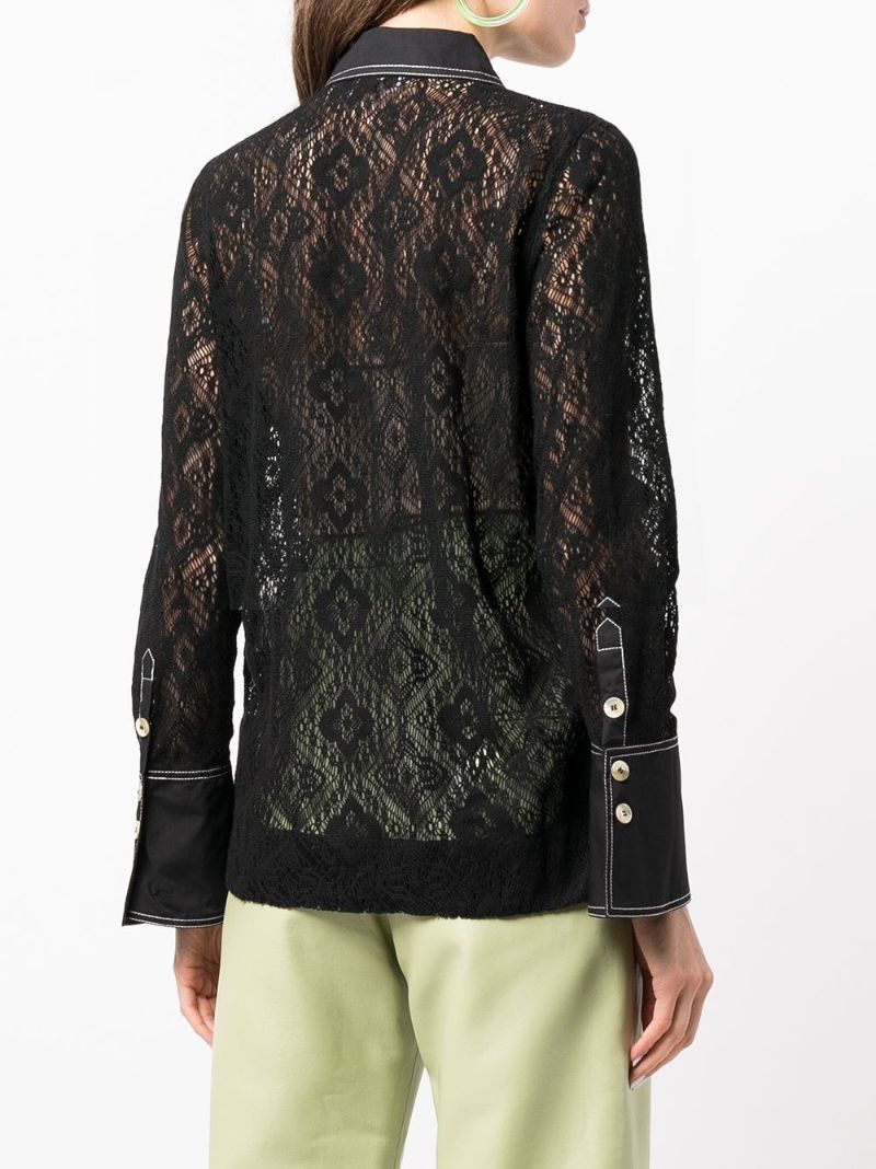 Black Sheer Lace Shirt