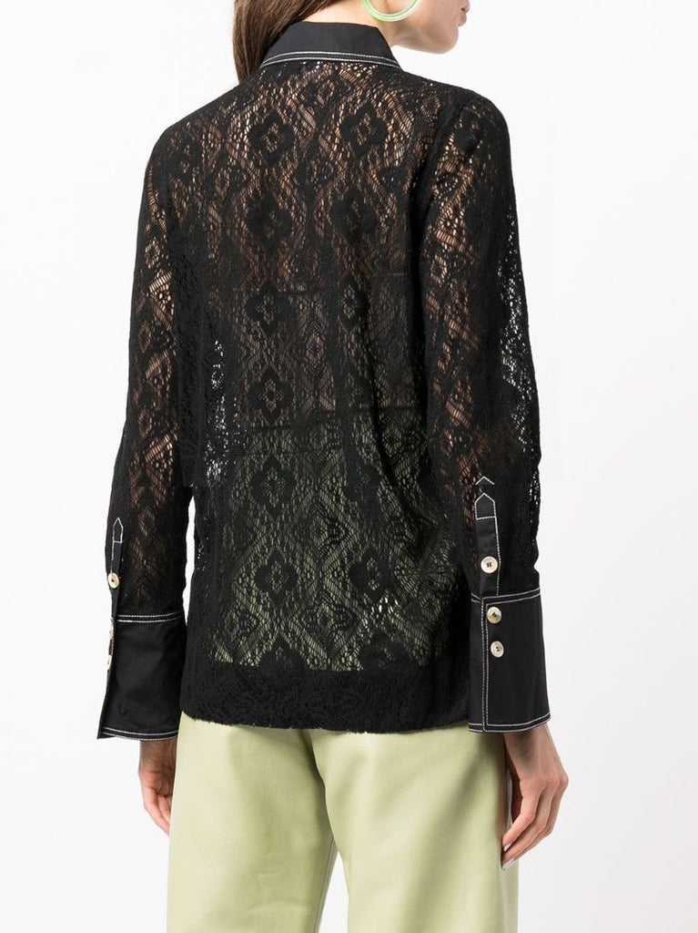 Black Sheer Lace Shirt