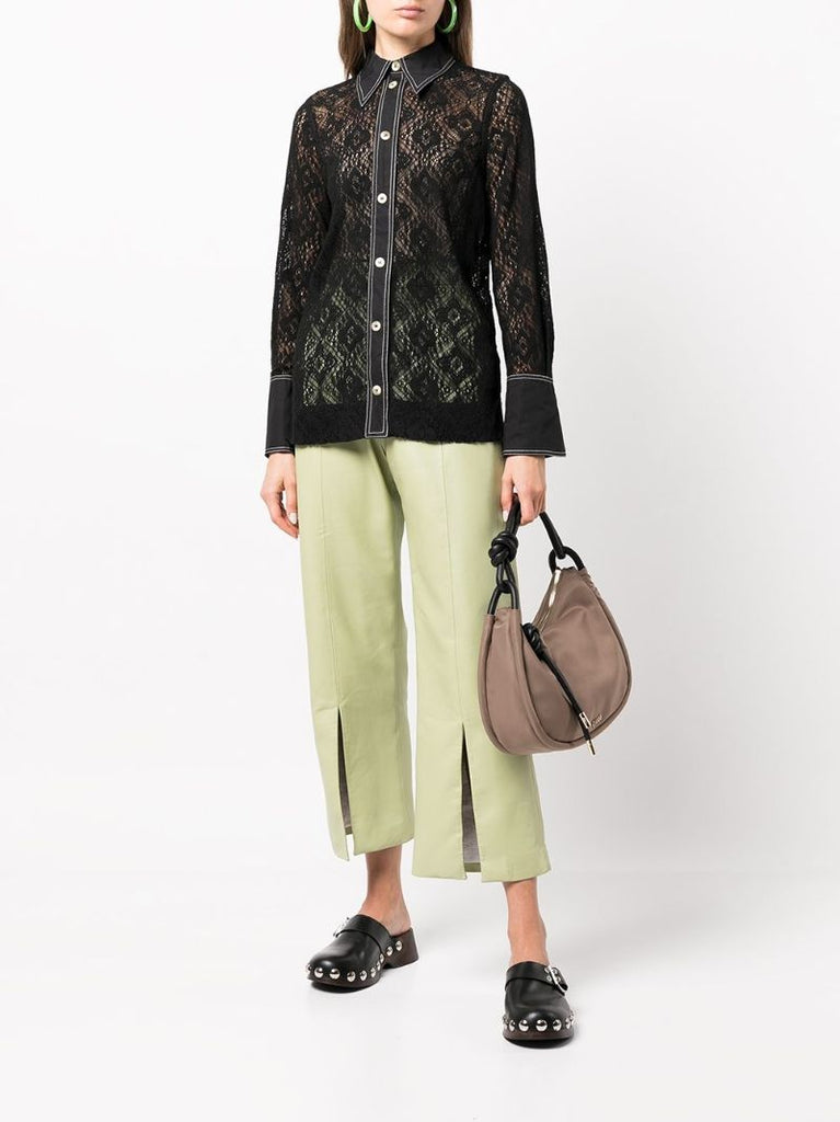 Black Sheer Lace Shirt