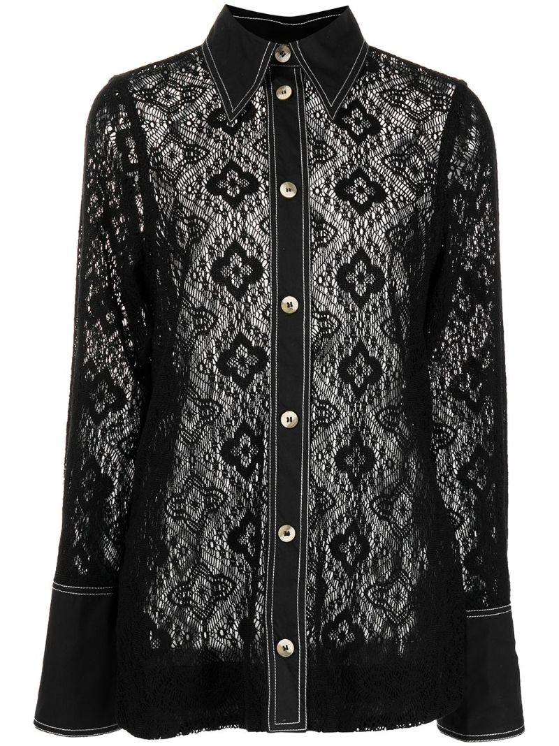 Black Sheer Lace Shirt