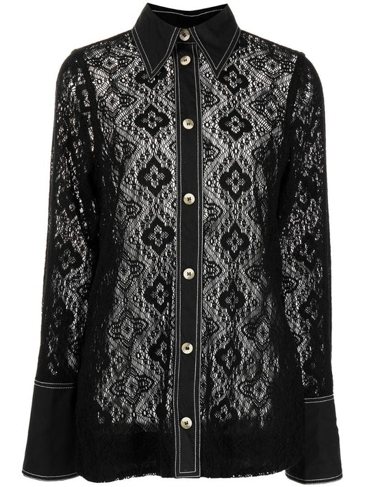 Black Sheer Lace Shirt