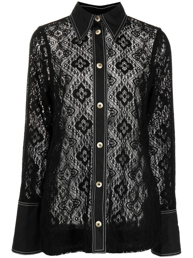 Black Sheer Lace Shirt